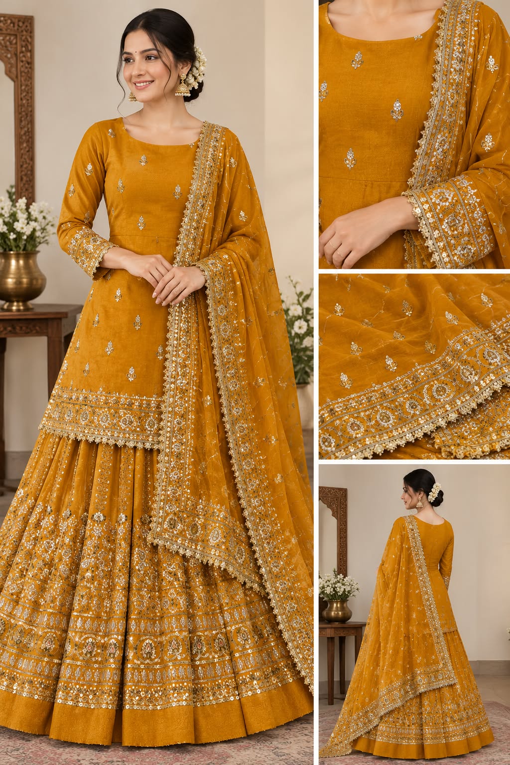 Pure Shimer unstitched Lehnga suit