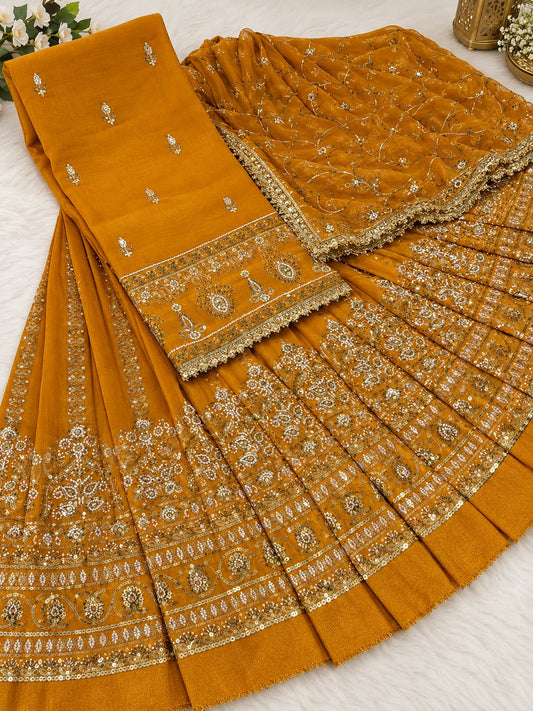 Pure Shimer unstitched Lehnga suit