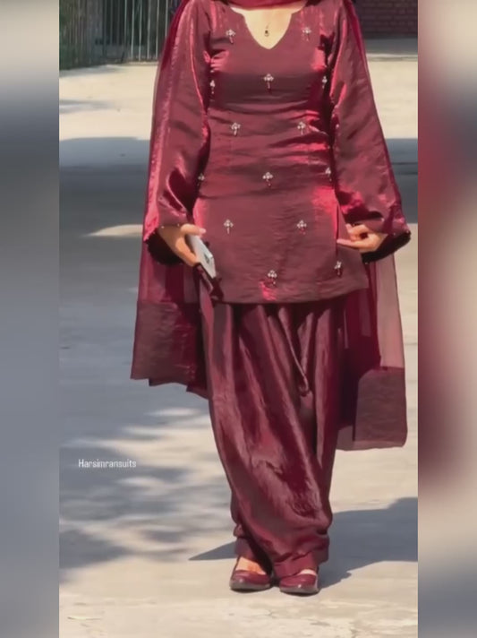 Fandy silk hand work lutkan wala suit with dupta